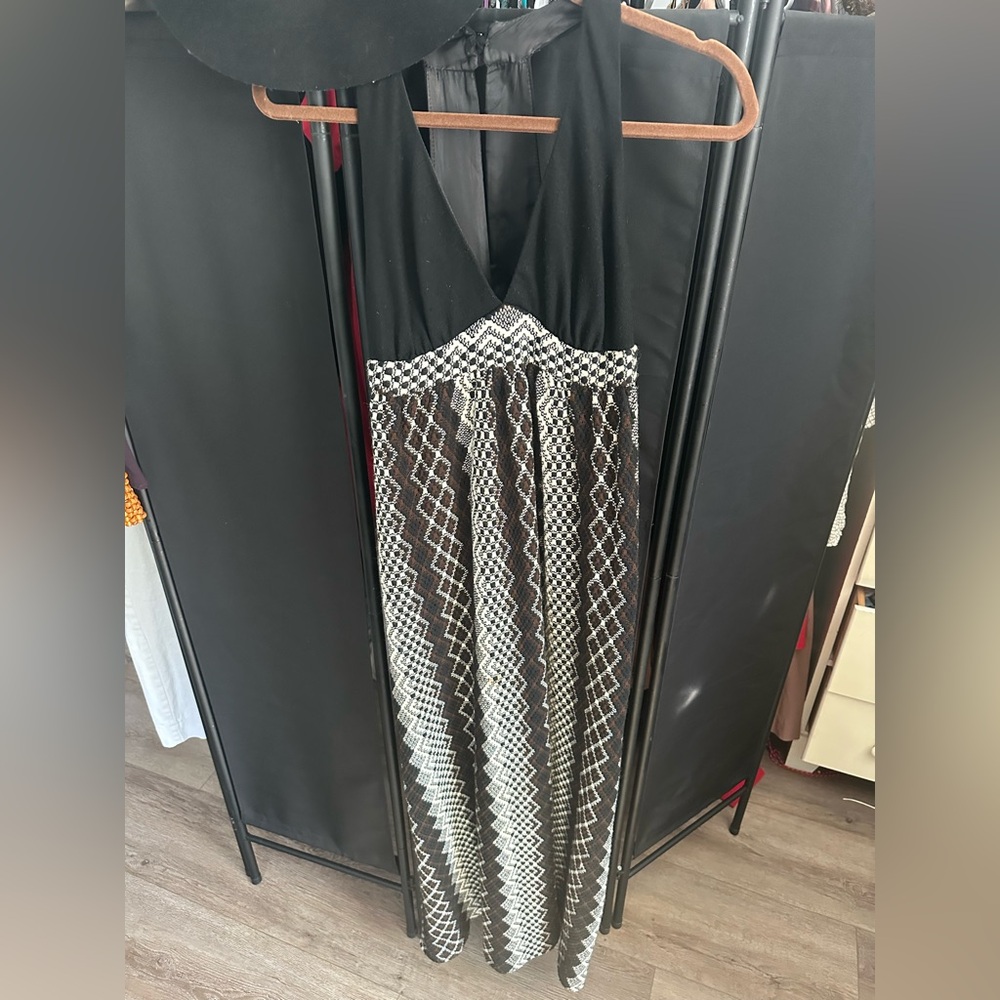 Pantel Black Brown and White knit/wool maxi dress